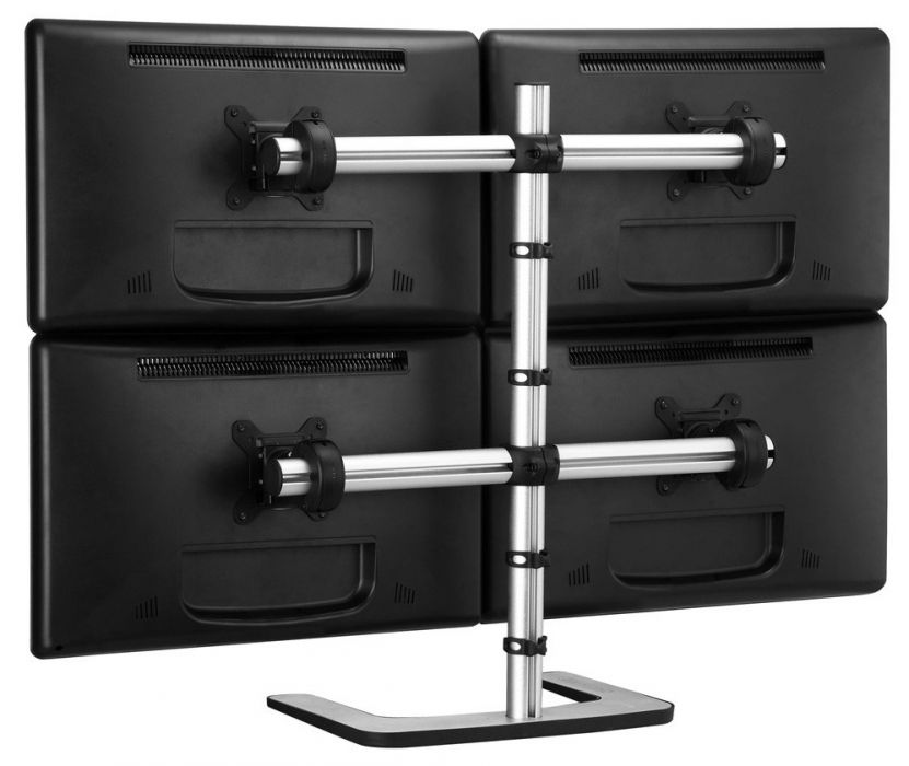 ATDEC FREESTANDING DESK MOUNT, CONVERTED TO SUPPORT SINGLE, DUAL, OR TRIPLE MONI