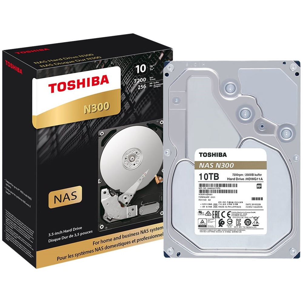 TOSHIBA N300 NAS - HARD DRIVE - 10 TB - INTERNAL - 3.5 INCH - SATA 6GB/S - 7200