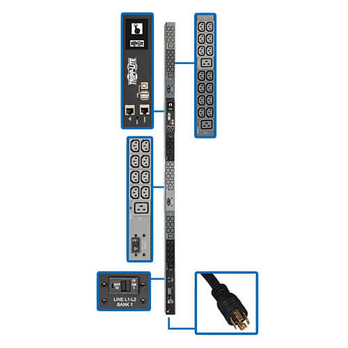 TRIPP LITE 3-PHASE PDU MONITORED 10KW 200/208/240V 42 C13; 6 C19; L21-30P