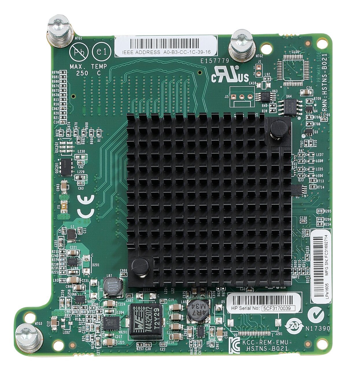 HPE EMULEX LPE1605 16GB FIBRE CHANNEL HBA FOR BLADESYSTEM C CLASS 16 GBIT/S
