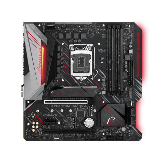 ASRock B365M PHANTOM GAMING 4 LGA1151/ Intel B365/ DDR4/ Quad CrossFireX/ SATA3&USB3.1/ M.2/ A&GbE/ MicroATX Motherboard