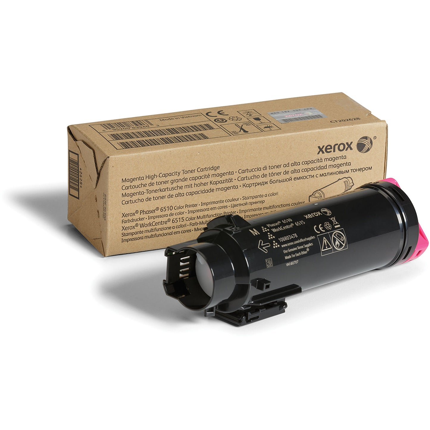 GENUINE XEROX MAGENTA HIGH CAPACITY TONER CARTRIDGE, WORKCENTRE 6515, PHASER 651