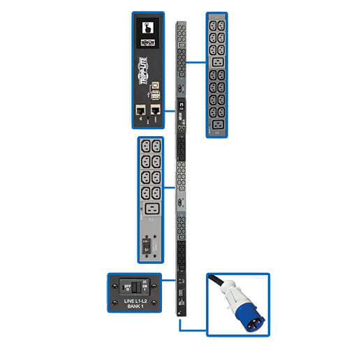 TRIPP LITE 3-PHASE PDU MONITORED 10KW 200/208/240V 42 C13; 6 C19; IEC-309