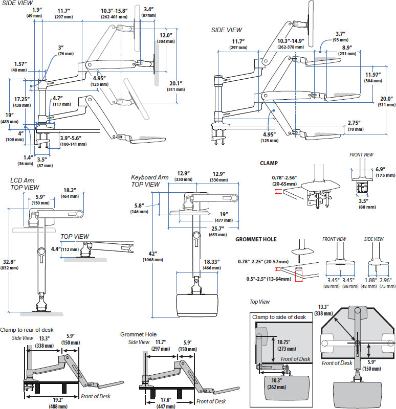 WORKFIT-LX, STANDING DESK MOUNT SYSTEM
