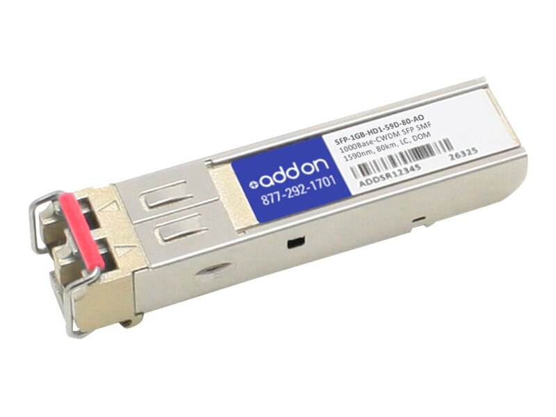 ADDON MSA AND TAA COMPLIANT 1000BASE-CWDM SFP TRANSCEIVER (SMF, 1590NM, 80KM, LC