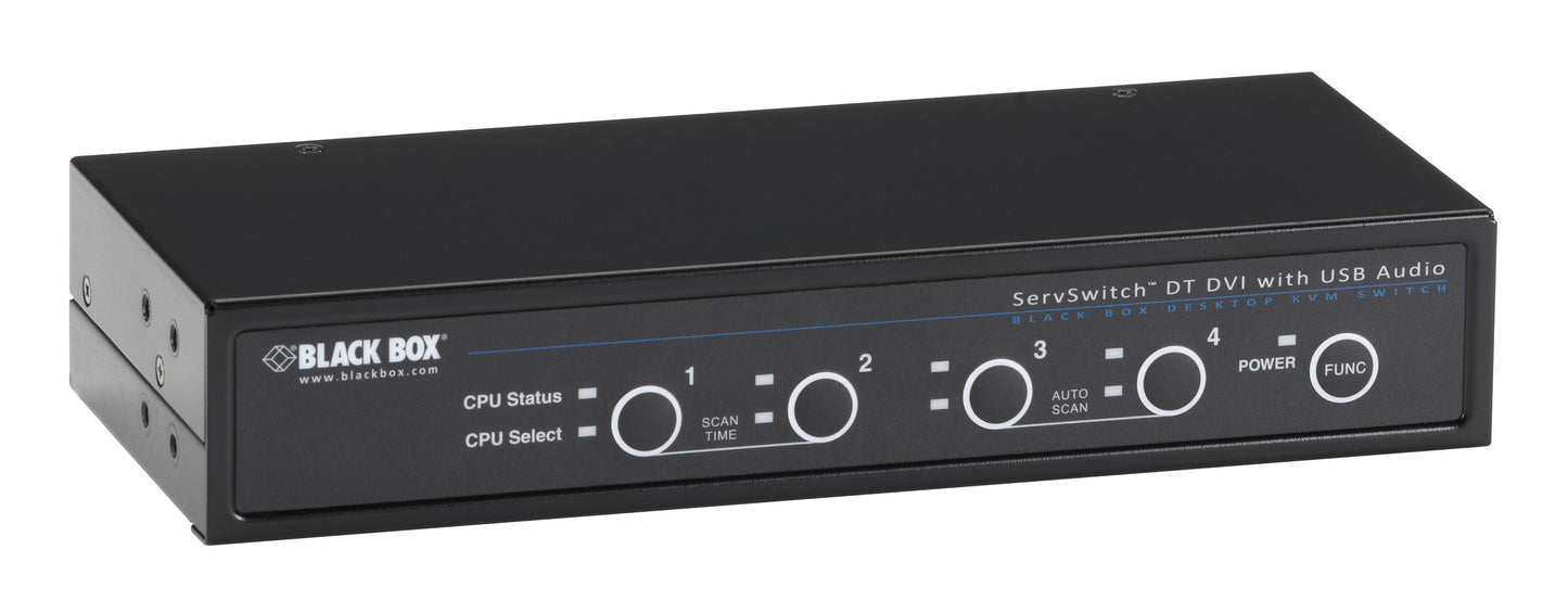DVI-D SINGLE-MONITOR DESKTOP KVM SWITCH - BIDIRECTIONAL USB, AUDIO, 4-PORT