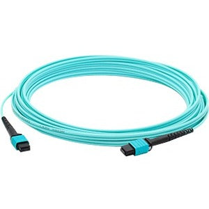THIS IS A 5M MPO (MALE) TO MPO (MALE) 12-STRAND AQUA STRAIGHT RISER-RATED FIBER