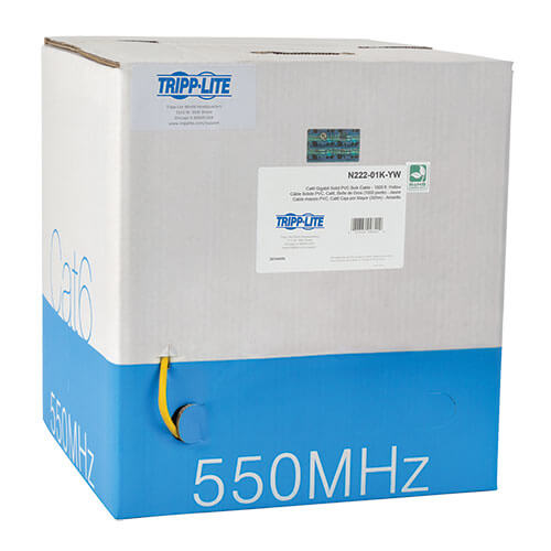 EATON TRIPP LITE SERIES CAT6 GIGABIT SOLID CORE UTP PVC BULK ETHERNET CABLE, YEL