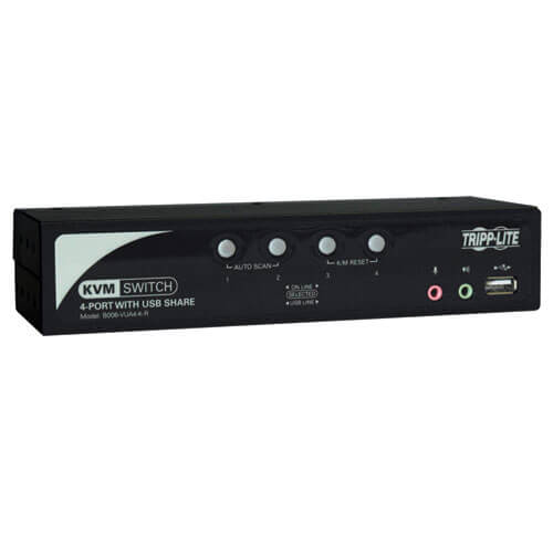 TRIPP LITE SERIES 4-PORT KVM SWITCH WITH AUDIO, OSD AND PERIPHERAL SHARING - HD1