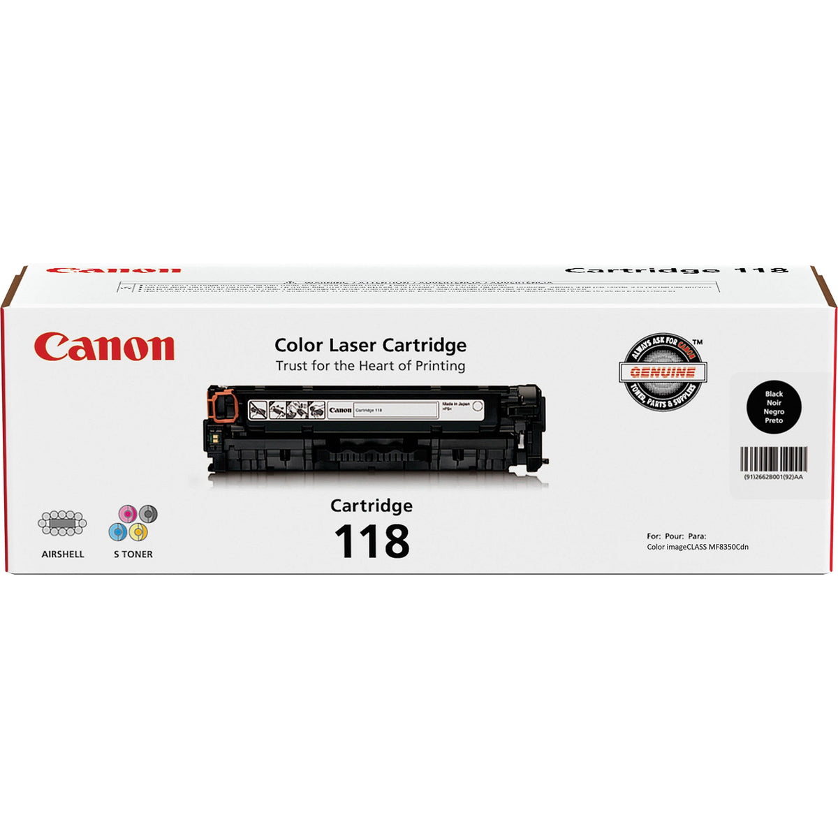 CANON CARTRIDGE 118 BLACK TONER - FOR CANON IMAGECLASS LBP7200CDN, LBP7660CDN, M