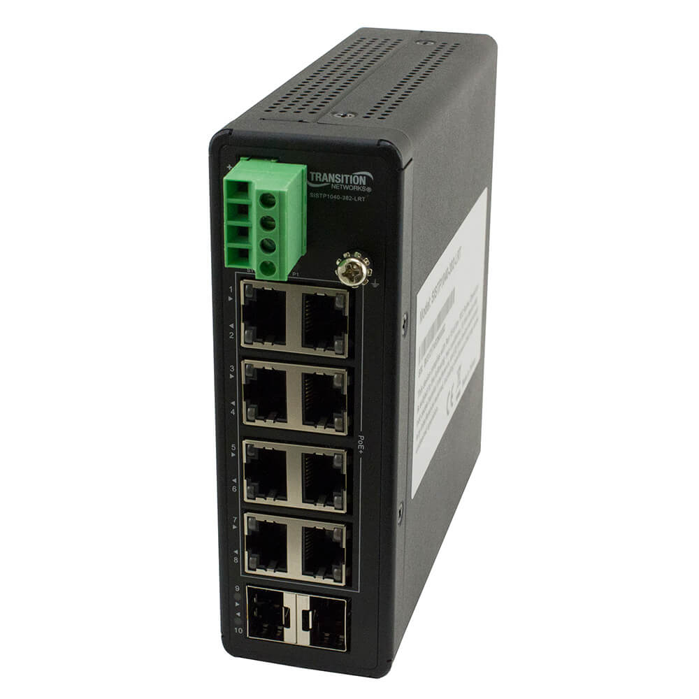 HARDENED UNMANAGED SWITCH, 8-PORT GE POE+, 2 SFP, 240W POE, 54VDC, - 40 - 75C