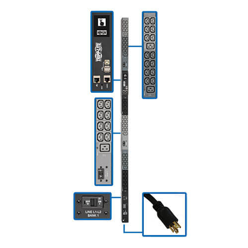 EATON TRIPP LITE SERIES 10KW 200-240V 3PH MONITORED PDU - LX INTERFACE, GIGABIT,