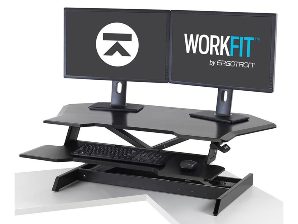 ERGOTRON 33-468-921 - WORKFIT CORNER STANDING DESK CONVERTER - BLACK - MOVES WITHOUT BUMP