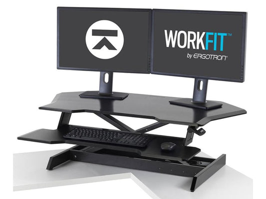 ERGOTRON 33-468-921 - WORKFIT CORNER STANDING DESK CONVERTER - BLACK - MOVES WITHOUT BUMP