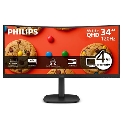 PHILIPS 34B2U3600C - LCD MONITOR - CURVED - 3440 X 1440 - 34INCH - 4MS RESPONSE TIME - 0