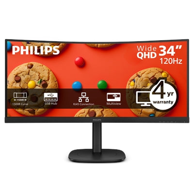PHILIPS TPV PHILIPS 34B2U3600C - LCD MONITOR - CURVED - 3440 X 1440 - 34INCH - 4MS RESPONSE TIME - 0