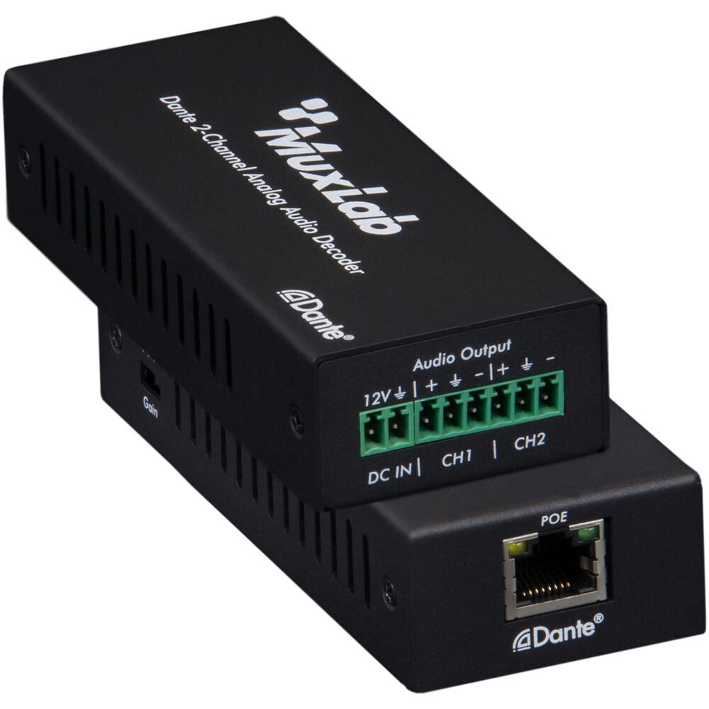 MUXLAB Dante 2-Channel Analog Audio Decoder