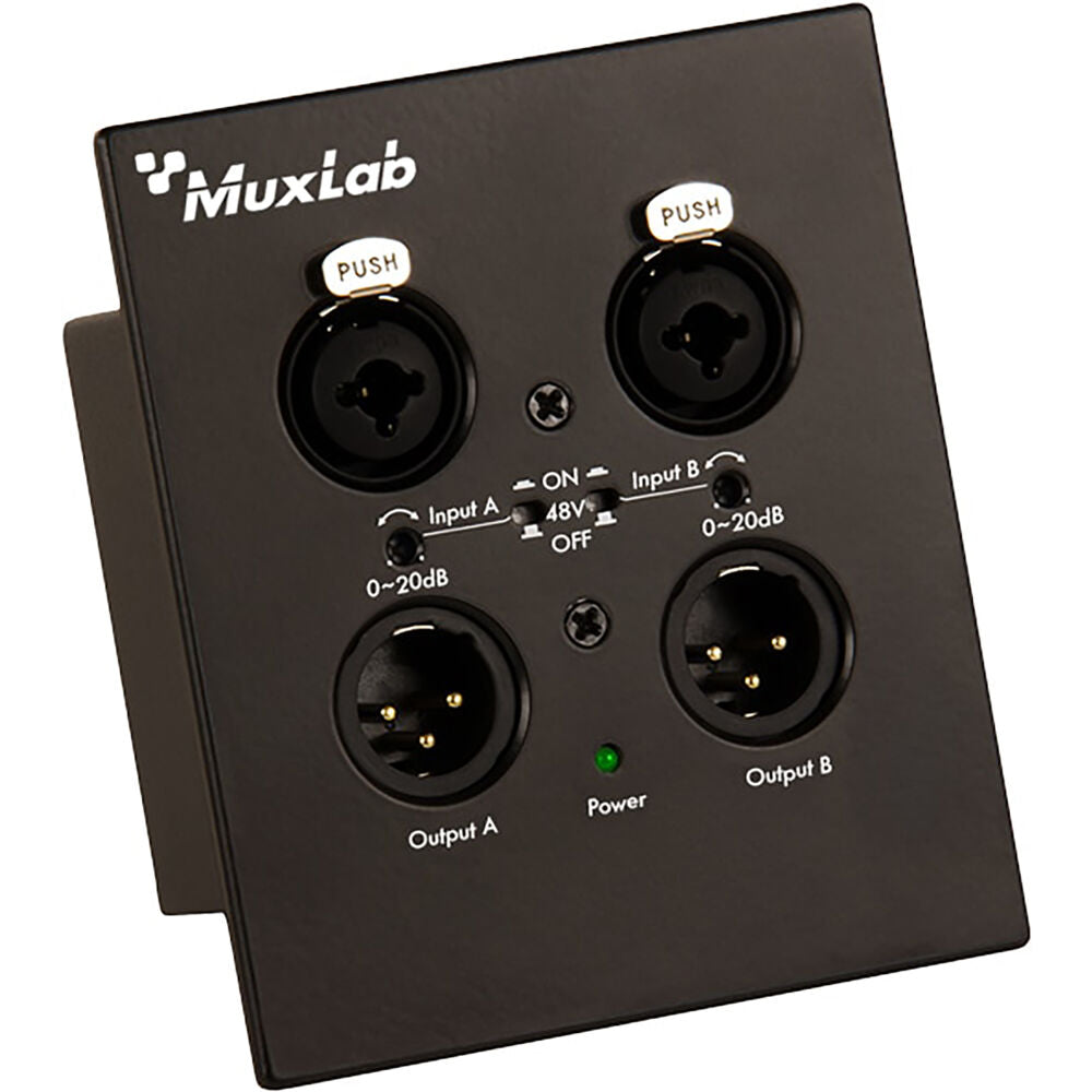 MUXLAB Dante 2-Channel XLR Wall-Plate