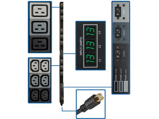 EATON TRIPP LITE SERIES 3-PHASE LOCAL METERED PDU, 8.6 KW, 45 208V OUTLETS (36 C