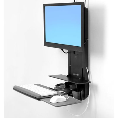 ERGOTRON SIT STAND VERTICAL LIFT KEYB FOLDED UP BLK /24IN DISP PANS
