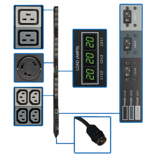 TRIPP LITE SERIES 14.4KW 3-PHASE LOCAL METERED PDU, 208V OUTLETS (36 C13, 6 C19,
