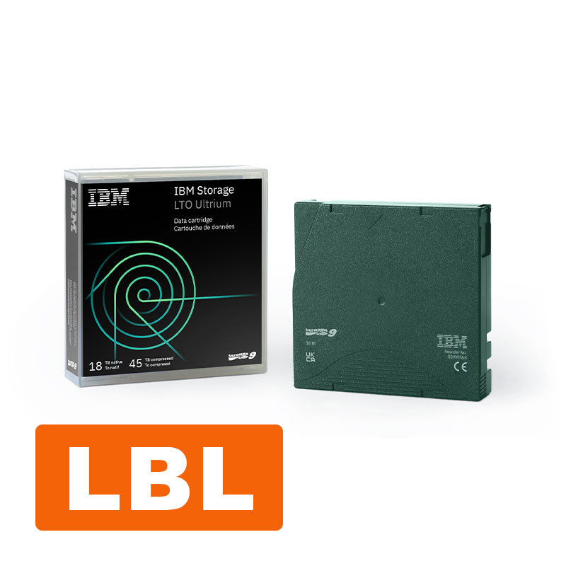 IBM LTO, Ultrium-9, 02XW568L, 18TB/45TB, LTO-9, Labeled