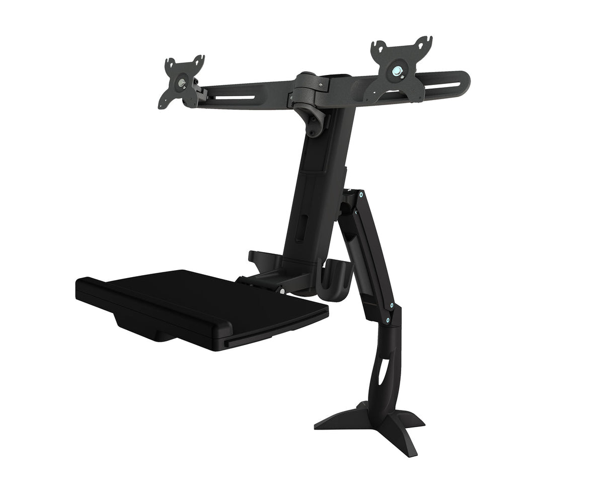 AMER DUAL SIT STND WRKSTATION CLAMP MNT FOLDBLE KYB TRY RETRCTBLE MOUSE