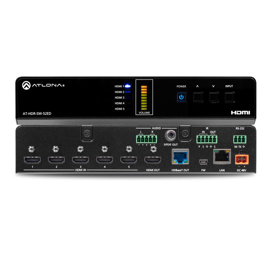 Atlona 5X2 4K/HDR HDMI 2.0b to HDBaseT Switcher with Extended Distance