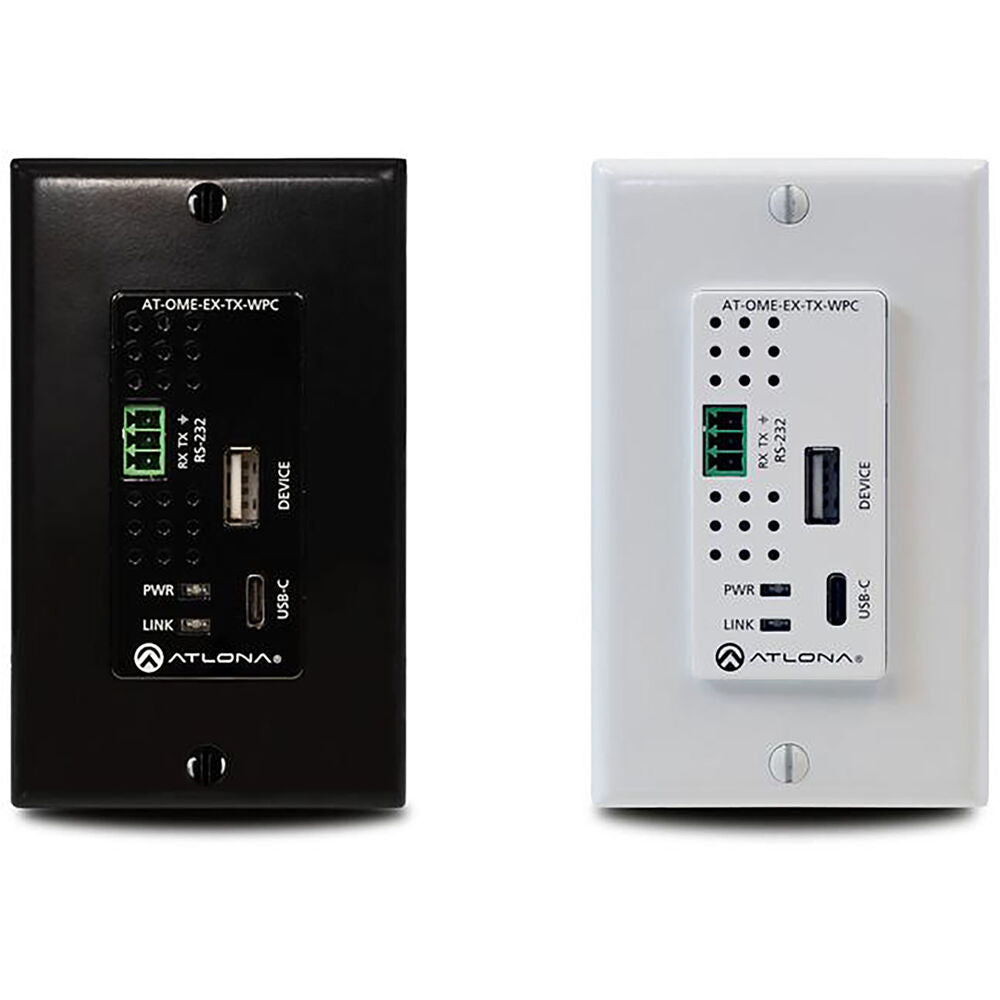 ATLONA Omega Single Gang Wall Plate with USB-C Input and USB Data Support