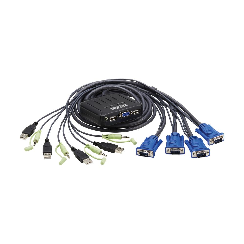 EATON VGA KVM SWITCH W BUILT-IN VGA USB AND 3.5 MM AUDIO CABLES 4PORT