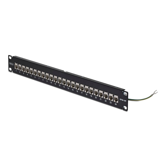 StarTech 24-PORT 1U SHIELDED FEED-THROUGH PATCH PANEL WITH RJ45 STP INLINE COUPLERS; REAR