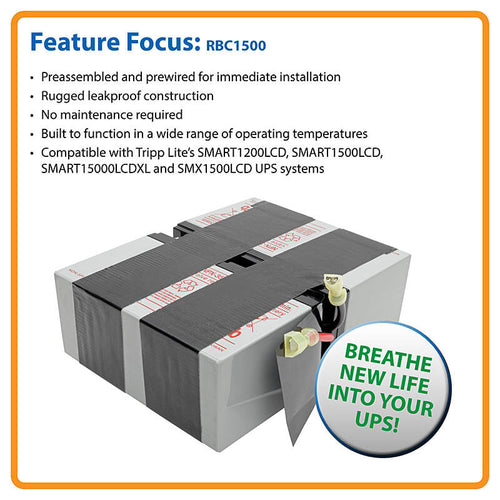 EATON TRIPP LITE SERIES UPS BATTERY REPLACEMENT FOR SELECT SMART1200LCD, SMART15