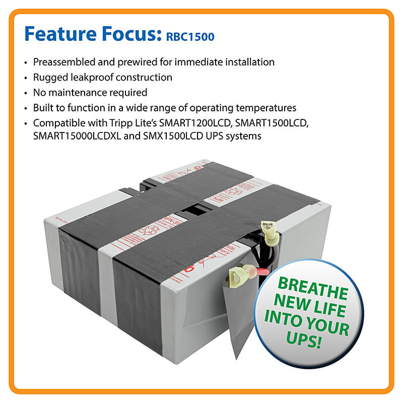 EATON TRIPP LITE SERIES UPS BATTERY REPLACEMENT FOR SELECT SMART1200LCD, SMART15
