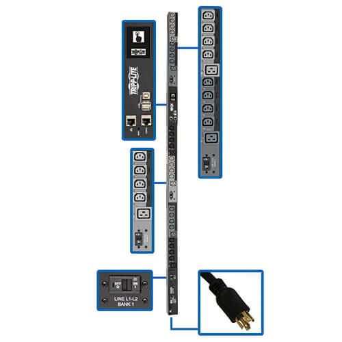 EATON 10KW 200-240V 3PH SWITCHED PDU - LX INTERFACE, GIGABIT, 30 OUTLETS, L21-30
