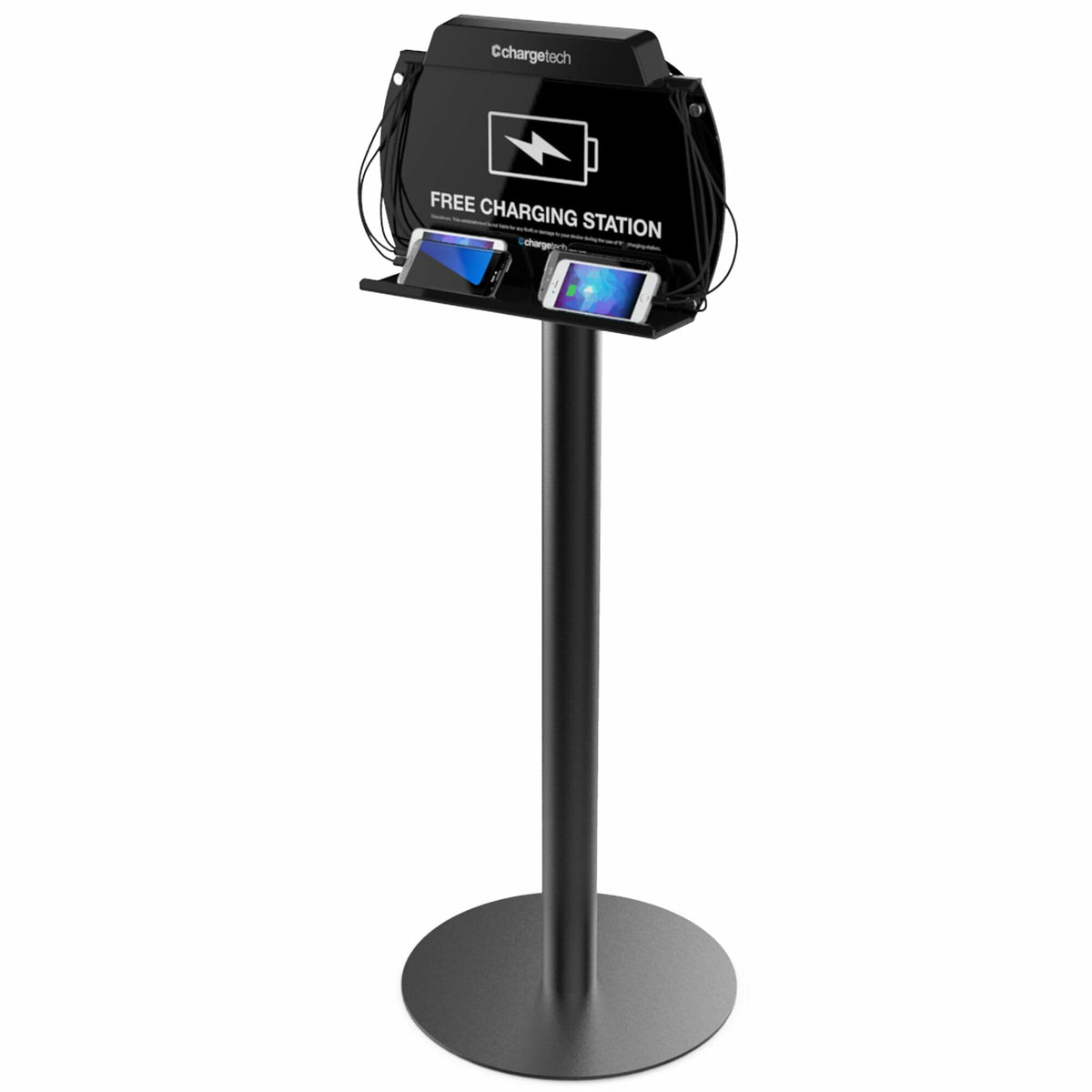 CHARGETECH POWER FLOOR STAND CHARGING STATION. FEATURES 8 BRAIDED CHARGING CABLE