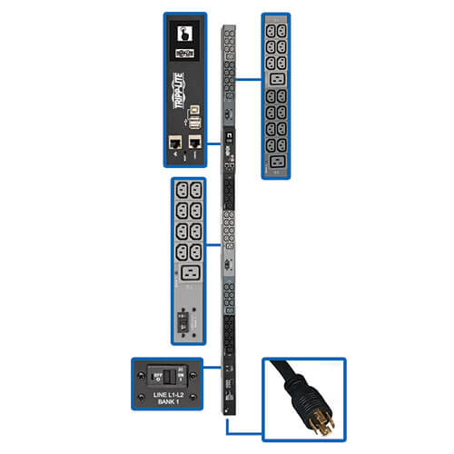 EATON 10KW 200-240V 3PH MONITORED PDU - LX INTERFACE, GIGABIT, 48 OUTLETS, NEMA
