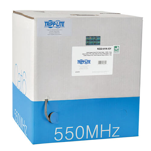 EATON TRIPP LITE SERIES CAT6 GIGABIT SOLID CORE UTP PVC BULK ETHERNET CABLE, GRA
