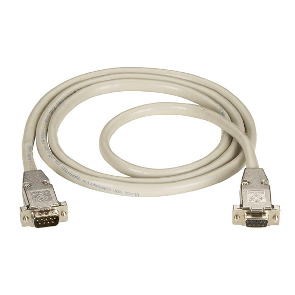 BLACK RS232 SHIELDED CABLE - METAL HOOD, DB9 MALE/FEMALE, 100-FT. (30.4-M)