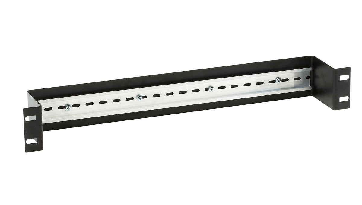 BLACK RACKMOUNT DIN-RAIL BRACKET - SINGLE, 1U