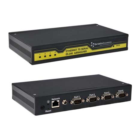 BRAINBOXES 4PORT RS422/485 ETHERNET TO SERIAL DEVICE SERVER 1 MEGABAUD