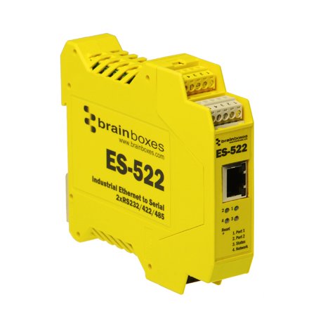 BRAINBOXES ES-522 2PORT DEVICE SVR RS232/422/485 ENET INDUSTRIAL CLASS