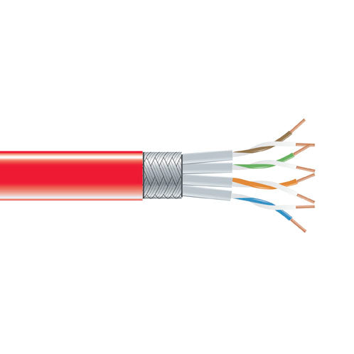 BLACK CAT6 250-MHZ STRANDED ETHERNET BULK CABLE - SHIELDED (S/FTP), CM PVC, RED, 1000-