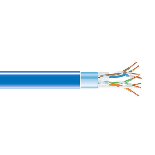 BLACK CAT5E 350-MHZ SOLID ETHERNET BULK CABLE - SHIELDED (F/UTP), CMR PVC, BLUE, 1000-