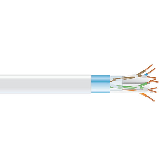 BLACK CAT6 400-MHZ SOLID ETHERNET BULK CABLE - SHIELDED (F/UTP), CMR PVC, WHITE, 1000-