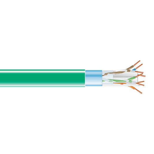BLACK CAT6 400-MHZ SOLID ETHERNET BULK CABLE - SHIELDED (F/UTP), CMP PLENUM, GREEN, 10