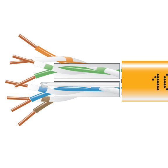 BLACK CAT6 550-MHZ SOLID ETHERNET BULK CABLE - UNSHIELDED (UTP), CMP PLENUM, ORANGE, 1