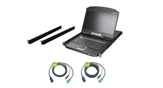 IOGEAR WIDESCREEN LCD 8 PORT KVM W/CABLES TAA COMPLIANT