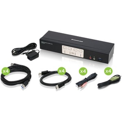 IOGEAR 4-PORT DISPLAYPORT 1.2 KVMP SWITCH WITH USB 3.1 GEN1 HUB AND AUDIO (TAA COMPLIAN
