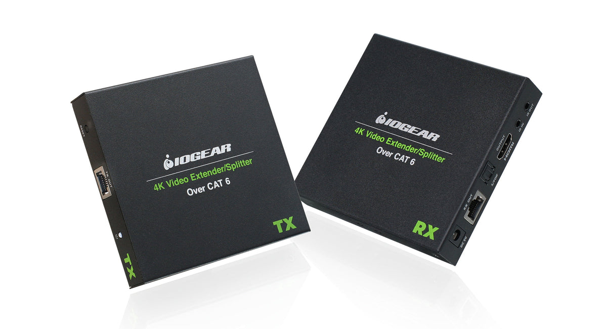 IOGEAR 4K VIDEO EXTENDER/SPLITTER OVER ETHERNET KIT; EXTEND VIDEO UP TO 230 FEET