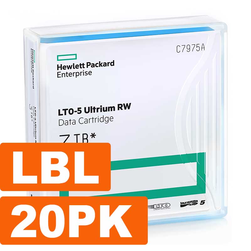 Hewlett HPE LTO, Ultrium-5, 1.5TB/3TB, RW Custom Labeled, 20/PK, with cases